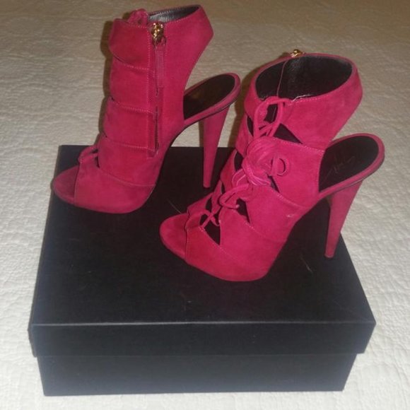 Giuseppe Zanotti Suede Lace-Up Fucsia Sandals Size 6.5 - Picture 1 of 7